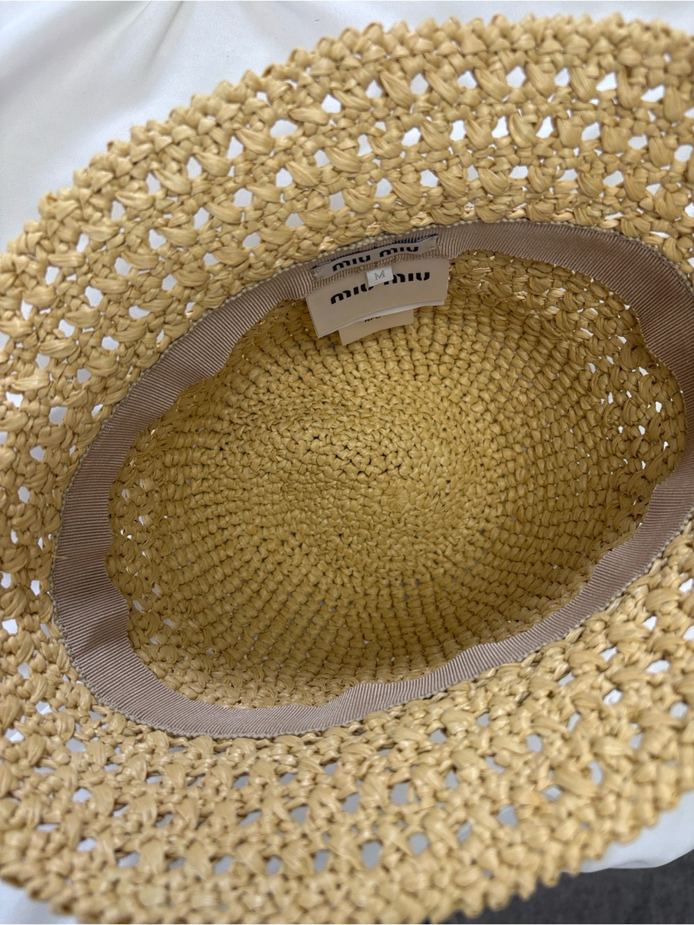 MIU MIU Woven Fabric Hat in Beige - Picture 3 of 12